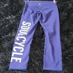 Lululemon × Soulcycle Purple Cropped Wunder Under Leggings